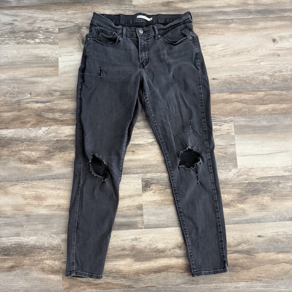 Levi’s Women’s Black Curvy Skinny Distressed Jeans Size 31 Denim